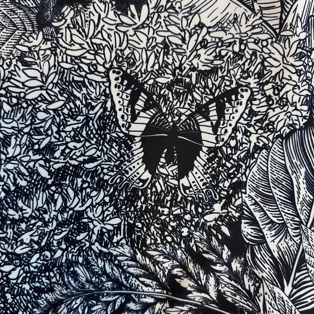 NWT Floral Print Midi Dress in White with Black Botanical Print Women's Large - Picture 8 of 16